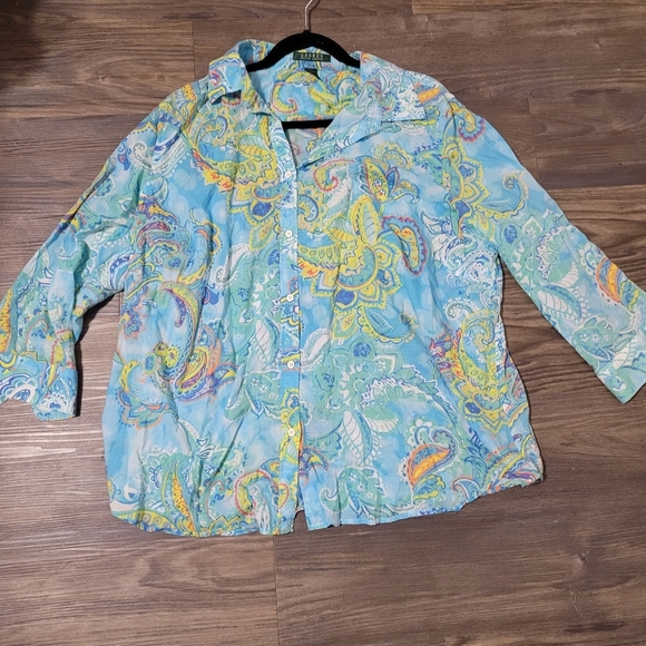 Ralph Lauren Jackets & Blazers - Lauren Ralph Lauren Womens Paisley Print Button Top 2X Colorful Blouse